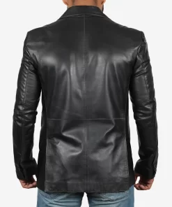 Mens Black Leather Blazer Jacket