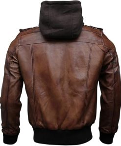 Buy Men's Hooded Bomber Leather Jacket