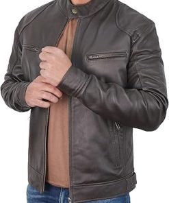 Men Real Lambskin Chocolate Leather Jacket