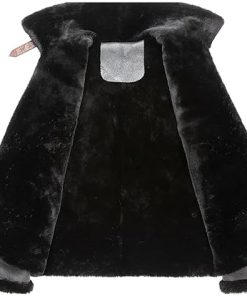 Men's Black and Brown Fur Lined Leather Jacket