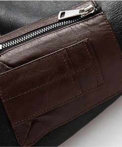 Men's Black and Brown Fur Lined Leather Jacket