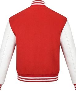Classic Red & White Varsity Jacket Timeless Sporty Style