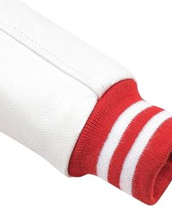 Classic Red & White Varsity Jacket Timeless Sporty Style