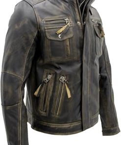 Men's Distressed Black Leather Jacket