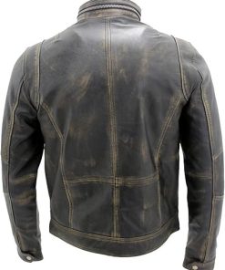 Men's Distressed Black Leather Jacket