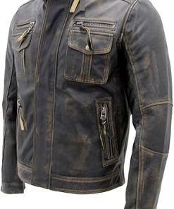 Men's Distressed Black Leather Jacket