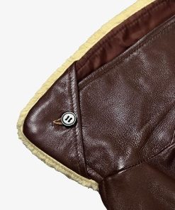 Brown Shearling Collar Leather Jacket
