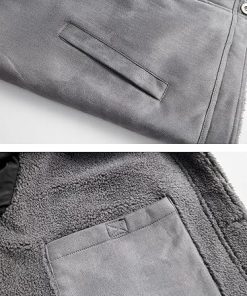 Gray Suede Sherpa Lined Jacket