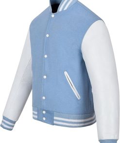 Timeless Light Blue & White Varsity Jacket