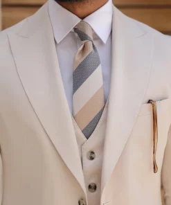 Cream Color Slim Fit Suit For Men