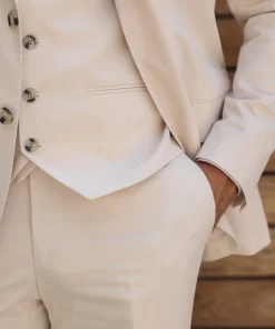 Cream Color Slim Fit Suit For Men