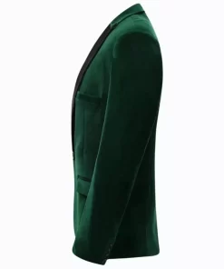 Mens Modern Fit Suit Emerald Green Velvet Tuxedo Jacket