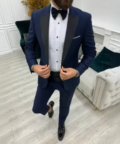 Mens Tuxedo Two Piece Navy Wedding Tuxedo Dress