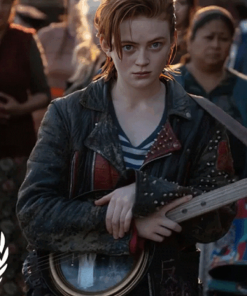 Sadie-Sink-ODessa-2025-Movie-Black-Leather-Jacket