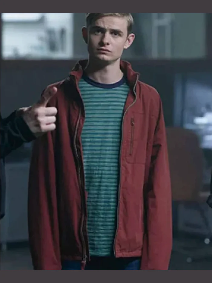 Alex-Rider-Otto-Farrant-Red-Cotton-Jacket-collar-view Alex Rider Otto Farrant Red Cotton Jacket