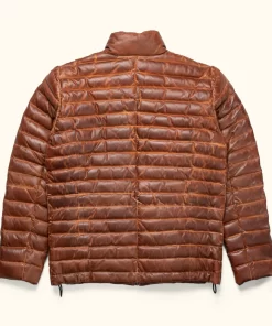 Brown Bridger Leather Puffer Down Jacket