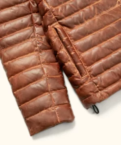 Brown Bridger Leather Puffer Down Jacket