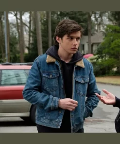Nick Robinson Love Simon Fur Denim Jacket