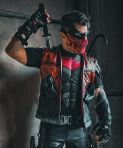 Red Hood Black Red Leather Vest