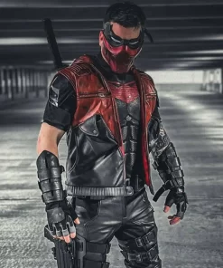 Red Hood Black Red Leather Vest