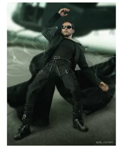 The Matrix 4 Neo Black Leather Trench Coat