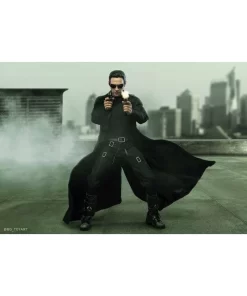 The Matrix 4 Neo Black Leather Trench Coat