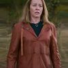 Amy Hargreaves Self Help 2025 Brown Hooded Leather Jacket