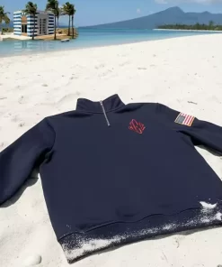 Jeffrey Epstein Quarter Zip Navy Trending Blue Sweatshirt