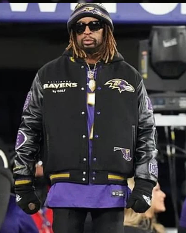 Lil-Jon-Ravens-Halftime-Show-Varsity-Jacket-front Lil Jon Ravens Halftime Show Black Varsity Jacket
