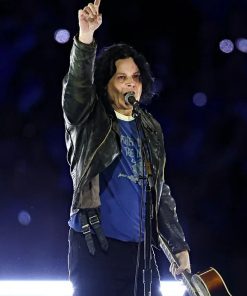 Thanksgiving halftime Jack White Black Leather jacket