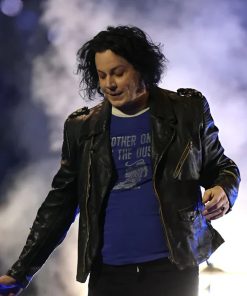 Thanksgiving halftime Jack White Black Leather jacket