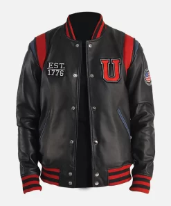 Mens Liberate USA Black Varsity Leather Jacket