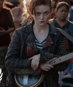 Odessa 2025 sadie sink black leather jacket