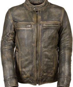 men's antique brown lambskin leather jacket