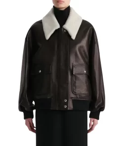 Oversized Fur-Collar Moto Jacket