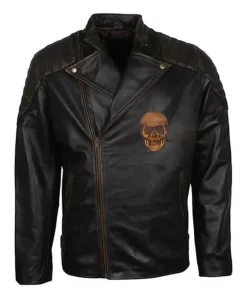Black Skull Biker Leather Jacket