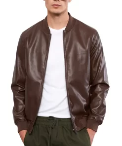 Men’s Real Chocolate Brown Leather Bomber Jacket