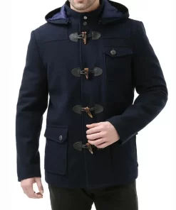 Men’s Navy Blue Hooded Coat