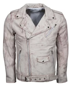 Men’s Vintage Distressed Leather Biker Jacket